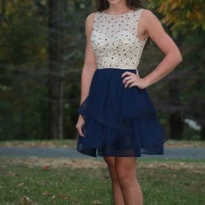 Homecoming Dress, Navy & Gold, size 3